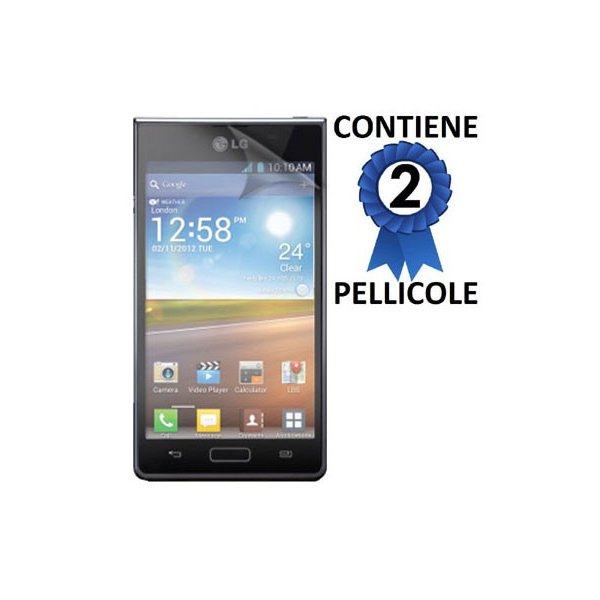 PELLICOLA PROTEGGI DISPLAY LG P760 OPTIMUS L9 CONFEZIONE 2 PEZZI
