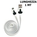 CAVO MICRO USB PIATTO - LUNGHEZZA 1 MT COLORE BIANCO