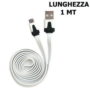 CAVO MICRO USB PIATTO - LUNGHEZZA 1 MT COLORE BIANCO
