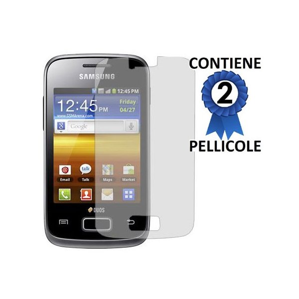 PELLICOLA PROTEGGI DISPLAY SAMSUNG S6102 Galaxy Y Duos CONFEZIONE 2 PEZZI