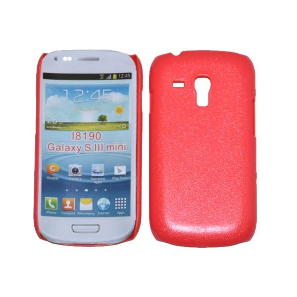 CUSTODIA BACK RIGIDA per SAMSUNG I8190 GALAXY S3 MINI COLORE ROSA PLASTIFICATO EFFETTO PELLE