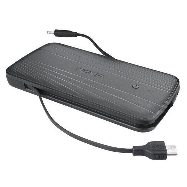 PROMO!! POWER BANK 1.500 mAh ORIGINALE NOKIA DC-11K CON 2 MINI CAVI ESTRAIBILI (2 MM E MICRO USB) COLORE NERO IN BULK