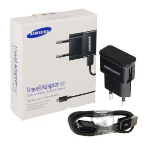 CARICATORE DA RETE 1000mAh ORIGINALE SAMSUNG CON 1 PORTA USB + CAVO MICRO USB COLORE NERO ETA0U81EBE BLISTER