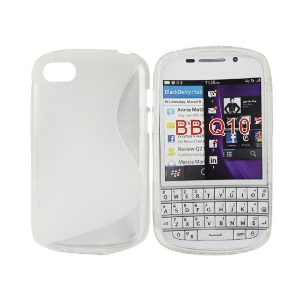 CUSTODIA GEL TPU SILICONE DOUBLE per BLACKBERRY Q10 COLORE BIANCO-TRASPARENTE