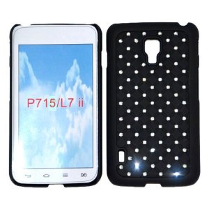CUSTODIA RIGIDA CON BRILLANTINI per LG OPTIMUS L7 II DUAL, P715 COLORE NERO