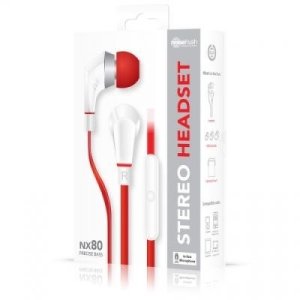 AURICOLARE STEREO con CONNETTORE JACK 3,5mm - GOMMINI E BASSI AD ALTA DEFINIZIONE COLORE BIANCO E ROSSO NOISE HUSH NX80