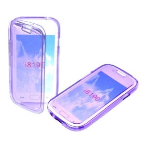 CUSTODIA GEL TPU SILICONE FLIP BOOK per SAMSUNG I8190 GALAXY S3 MINI, I8200 GALAXY S3 MINI VE COLORE VIOLA TRASPARENTE