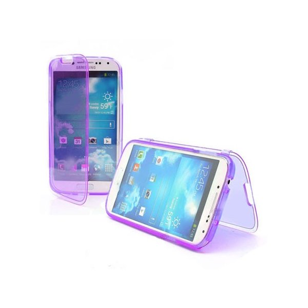 CUSTODIA GEL TPU SILICONE FLIP BOOK per SAMSUNG I9500 GALAXY S4, I9505, I9502 COLORE VIOLA