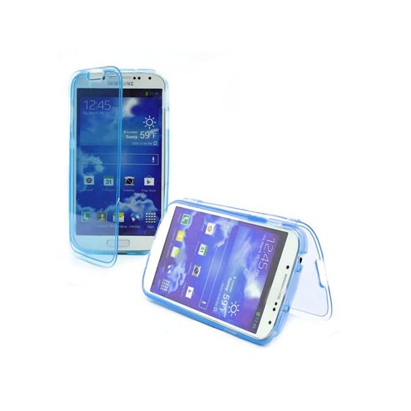CUSTODIA GEL TPU SILICONE FLIP BOOK per SAMSUNG I9500 GALAXY S4, I9505, I9502 COLORE BLU