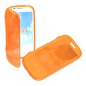 CUSTODIA GEL TPU SILICONE FLIP BOOK per SAMSUNG I8190 GALAXY S3 MINI, I8200 GALAXY S3 MINI VE COLORE ARANCIONE TRASPARENTE