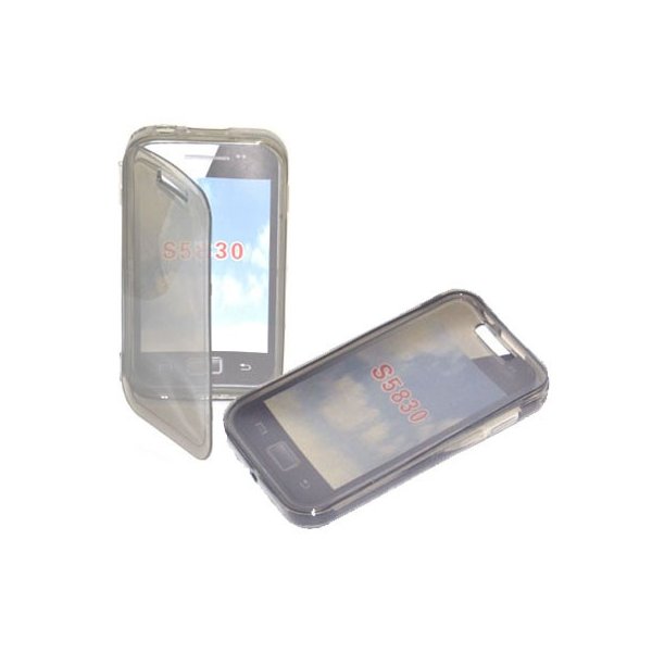 CUSTODIA GEL TPU SILICONE FLIP BOOK per SAMSUNG S5830 GALAXY ACE COLORE NERO TRASPARENTE