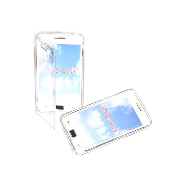 CUSTODIA GEL TPU SILICONE FLIP BOOK per SAMSUNG I9100 GALAXY S2, I9105 GALAXY S2 PLUS COLORE BIANCO TRASPARENTE