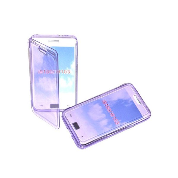 CUSTODIA GEL TPU SILICONE FLIP BOOK per SAMSUNG I9100 GALAXY S2, I9105 GALAXY S2 PLUS COLORE VIOLA