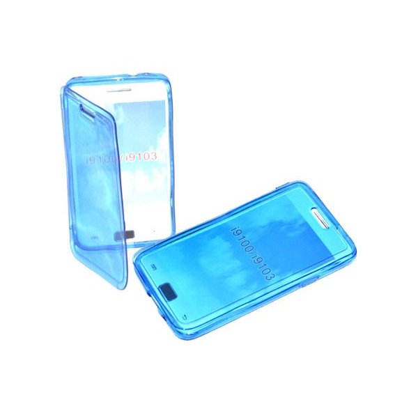 CUSTODIA GEL TPU SILICONE FLIP BOOK per SAMSUNG I9100 GALAXY S2, I9105 GALAXY S2 PLUS COLORE BLU