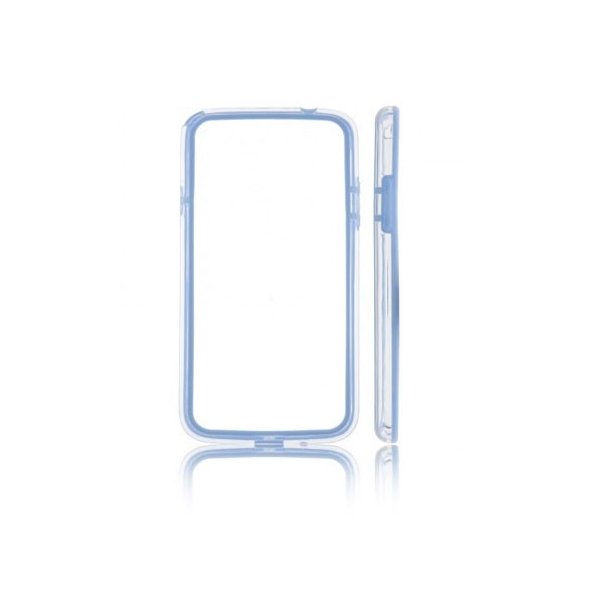 CUSTODIA BUMPER GEL TPU SILICONE SEMI-RIGIDO per SAMSUNG I9190 GALAXY S4 MINI, I9192, 9195 AZZURRO - TRASPARENTE - AZZURRO