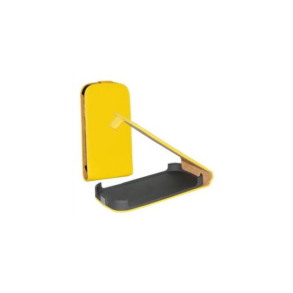 CUSTODIA VERTICALE SLIM FLIP PELLE per SAMSUNG I8260 GALAXY CORE, I8262 COLORE GIALLO