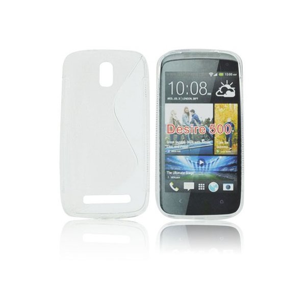 CUSTODIA GEL TPU SILICONE DOUBLE per HTC DESIRE 500 COLORE BIANCO-TRASPARENTE