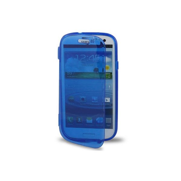 CUSTODIA GEL TPU SILICONE FLIP BOOK per SAMSUNG I8260 GALAXY CORE, I8262 COLORE BLU