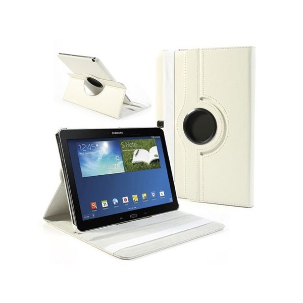 CUSTODIA BOOK PELLE GIREVOLE per SAMSUNG GALAXY NOTE 10.1" POLLICI (2014 EDITION), SM-P600, SM-P601, SM-P605 COLORE BIANCO