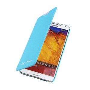 CUSTODIA FLIP ORIZZONTALE per SAMSUNG GALAXY NOTE 3, N9000 CON TASCA PORTA CARTE COLORE AZZURRO TECHNO BLISTER MERCURY
