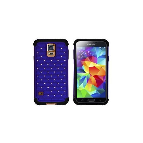 CUSTODIA BACK RIGIDA CON BRILLANTINI per SAMSUNG G900F GALAXY S5, GALAXY S5 NEO G903F, GALAXY S5 PLUS COLORE BLU