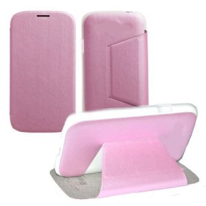 CUSTODIA FLIP ORIZZONTALE PELLE per SAMSUNG N7500 GALAXY NOTE 3 NEO CON STAND COLORE ROSA BLISTER SWIFT