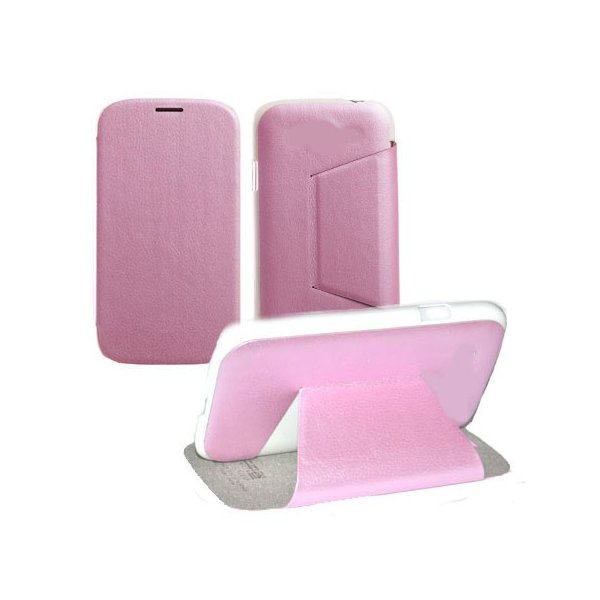 CUSTODIA FLIP ORIZZONTALE PELLE per SAMSUNG N7500 GALAXY NOTE 3 NEO CON STAND COLORE ROSA BLISTER SWIFT