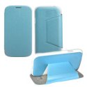 CUSTODIA FLIP ORIZZONTALE PELLE per SAMSUNG N7500 GALAXY NOTE 3 NEO CON STAND COLORE AZZURRO BLISTER SWIFT
