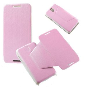CUSTODIA FLIP ORIZZONTALE PELLE per HTC DESIRE 610 CON STAND COLORE ROSA BLISTER SWIFT