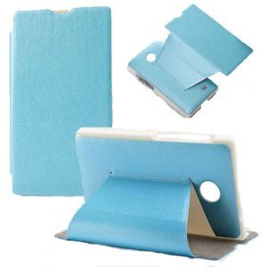 CUSTODIA FLIP ORIZZONTALE PELLE per NOKIA X, X+ CON STAND COLORE AZZURRO BLISTER SWIFT