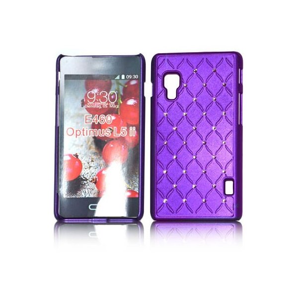 CUSTODIA BACK RIGIDA CON BRILLANTINI per LG OPTIMUS L5 II, E460 COLORE VIOLA