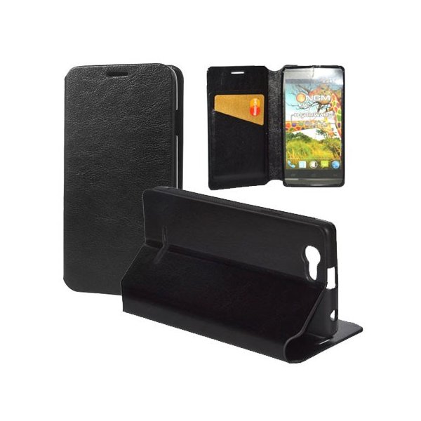 CUSTODIA FLIP ORIZZONTALE PELLE per NGM FORWARD YOUNG CON STAND, INTERNO IN TPU SILICONE E TASCA PORTA CARTE COLORE NERO