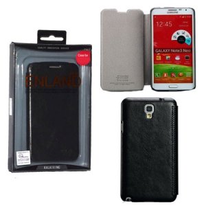CUSTODIA FLIP ORIZZONTALE PELLE per SAMSUNG N7500 GALAXY NOTE 3 NEO, N7502, N7505 COLORE NERO BLISTER ENLAND