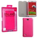 CUSTODIA FLIP ORIZZONTALE PELLE per SAMSUNG N7500 GALAXY NOTE 3 NEO, N7502, N7505 COLORE FUCSIA BLISTER ENLAND