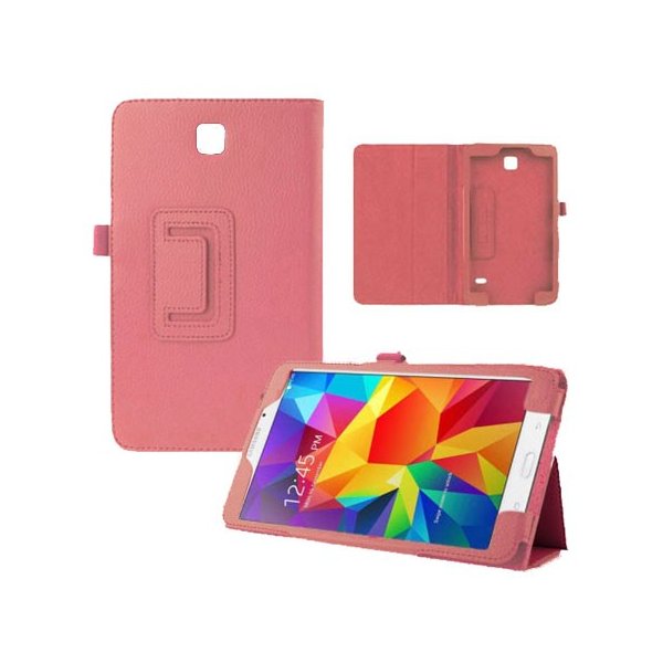 CUSTODIA BOOK PELLE per SAMSUNG GALAXY TAB 4 7.0, SM-T230, 7" POLLICI CON STAND E PORTA PENNA COLORE ROSA