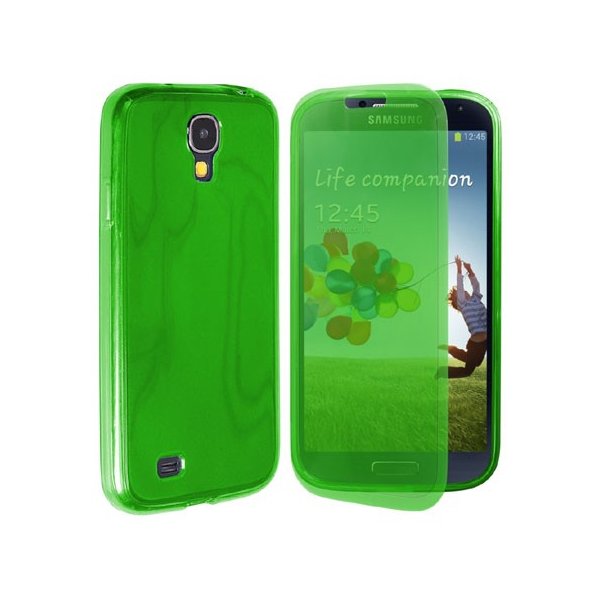 CUSTODIA GEL TPU SILICONE FLIP BOOK per SAMSUNG I9500 GALAXY S4, I9505, I9502 COLORE VERDE TRASPARENTE