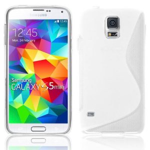 CUSTODIA GEL TPU SILICONE DOUBLE per SAMSUNG G800 GALAXY S5 MINI COLORE BIANCO-TRASPARENTE