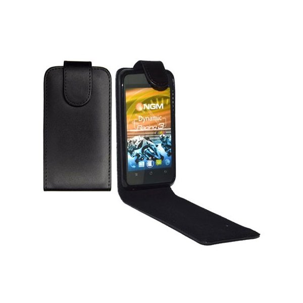 CUSTODIA FLIP VERTICALE PELLE per NGM DYNAMIC RACING 3 CON INTERNO IN TPU SILICONE COLORE NERO