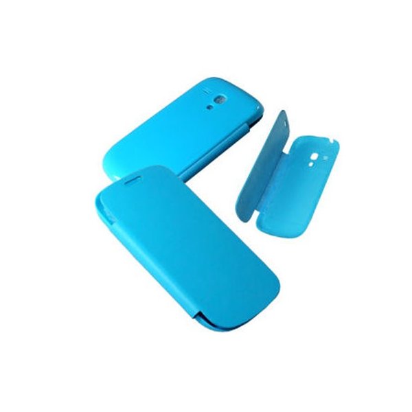 CUSTODIA FLIP COVER ORIZZONTALE per SAMSUNG I8190 GALAXY S3 MINI COLORE AZZURRO