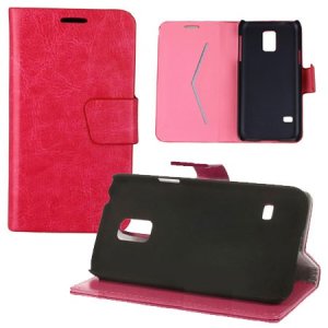 CUSTODIA FLIP ORIZZONTALE PELLE per SAMSUNG G800 GALAXY S5 MINI CON STAND E TASCA PORTA CARTE COLORE FUCSIA
