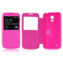 CUSTODIA FLIP ORIZZONTALE CON FINESTRA ID per SAMSUNG G800 GALAXY S5 MINI COLORE ROSA