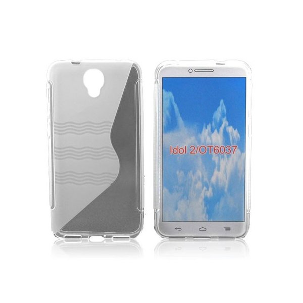 CUSTODIA GEL TPU SILICONE DOUBLE per ALCATEL ONE TOUCH 6037 IDOL 2 COLORE BIANCO TRASPARENTE