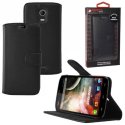 CUSTODIA FLIP ORIZZONTALE PELLE per WIKO DARKMOON CON STAND COLORE NERO ALTA QUALITA' MOCCA BLISTER