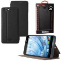 CUSTODIA FLIP ORIZZONTALE PELLE per WIKO GETAWAY CON STAND COLORE NERO ALTA QUALITA' MOCCA BLISTER