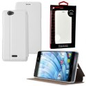 CUSTODIA FLIP ORIZZONTALE PELLE per WIKO GETAWAY CON STAND COLORE BIANCO ALTA QUALITA' MOCCA BLISTER