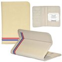 CUSTODIA PELLE UNIVERSALE per TABLET DA 7" POLLICI CON STAND E PORTA CARTE COLORE BEIGE ALTA QUALITA' VERSAL BLISTER