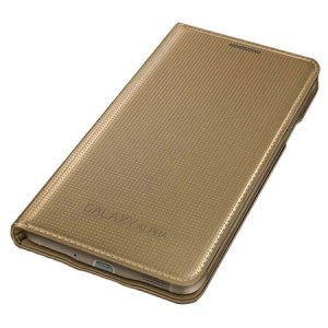 CUSTODIA FLIP COVER ORIGINALE SAMSUNG COLORE ORO EFFETTO PUNTINATO per G850 GALAXY ALPHA EF-FG850BFEGWW BLISTER