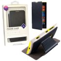 CUSTODIA FLIP ORIZZONTALE PELLE per NOKIA LUMIA 520, LUMIA 525 CON STAND COLORE NERO BLISTER SWIFT