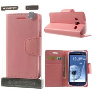 CUSTODIA FLIP ORIZZONTALE PELLE per SAMSUNG I9300 GALAXY S3, I9300I GALAXY S3 NEO CON INTERNO IN TPU E STAND ROSA SONATA BLISTER