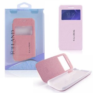 CUSTODIA FLIP ORIZZONTALE per SONY XPERIA T3 D5102 CON STAND E FINESTRA ID COLORE ROSA EFFETTO CROSS ICELAND II